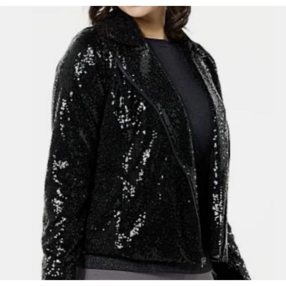 Colleen Lopez  Large Black Sequin Moto Jacket Nwt Stunning!